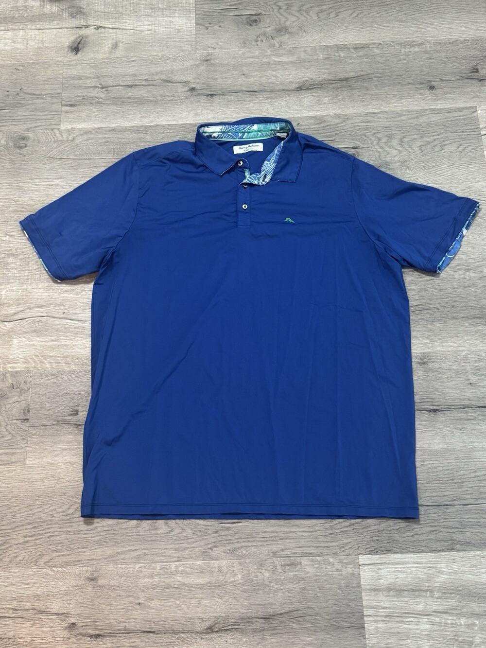 Tommy Bahama Polo Shirt Mens XLT Blue IslandZone Performance Golf Hawaiian Print